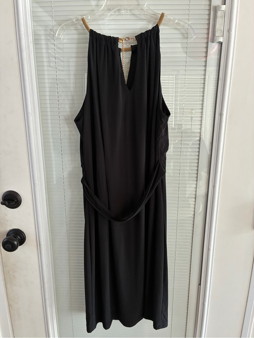 Emma & Michele Black Mini Dress with Side Tie - Picture 2 of 4